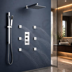 Plantex Brass Body Jet Shower for Bathroom/Wall Mounted Square Rain Shower Body Jet/High Pressure Massage Spray Jet - Pack of 6 (Chrome, BSH-022)-6