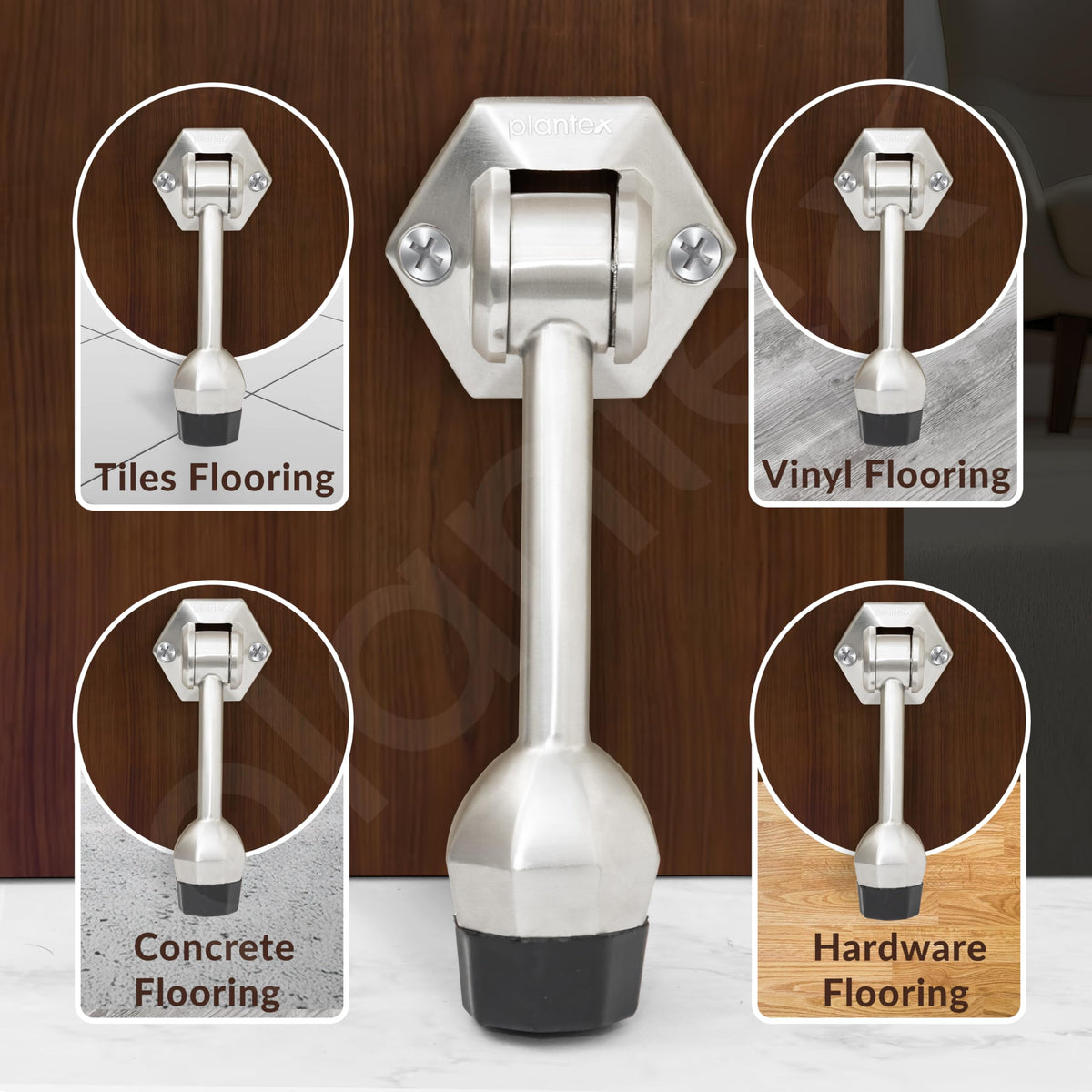 Plantex Door Stopper for Main Door/5-Inch Stopper with Rubber Grip/Stoppers for Wooden Door/Stops for Door Pack of 1 (Matt)-2