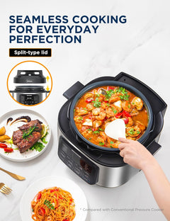 Midea WideMax Electric Pressure Cooker, 12 in 1, 6.5 L, 12 Preset, Multifunctional, Programmable Saver Pan, Rice Cooker, Steamer Pan, Springpan, Cake,