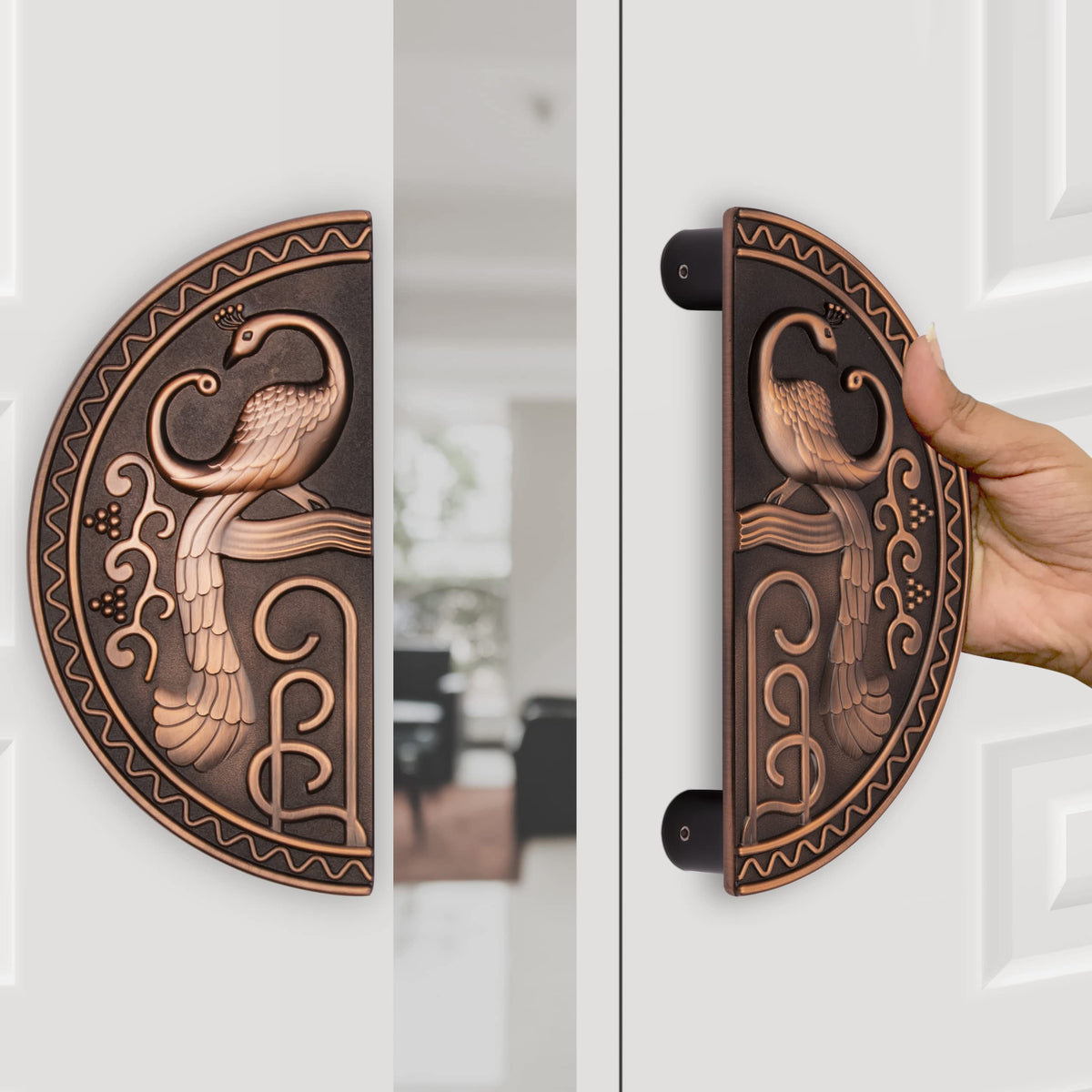 Plantex 8 inches Heavy Duty Main Door Handle/Pull Push Round Shape Handle for Main Door & Home Decor/3 Years Warranty (323-Copper Antique Finish)-2