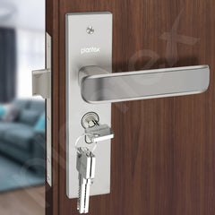Plantex Heavy-Duty Door Lock Set - Main Door Lock Handle Set/ 6-Lever Lock Mechanism with 3 Years of Warranty/Mortise Lock with 3 Keys, Brass Lockbody & Cylinder(8112 - Satin White & Satin Black)-5