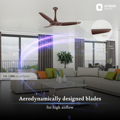 Orient Electric 1230 mm Aeroquiet ceiling fan for home|Best-in-class 18-pole motor| BEE 2-Star Rated Energy Efficient Fan | 100% Copper motor | 2-year warranty by orient | Roasted Coffee