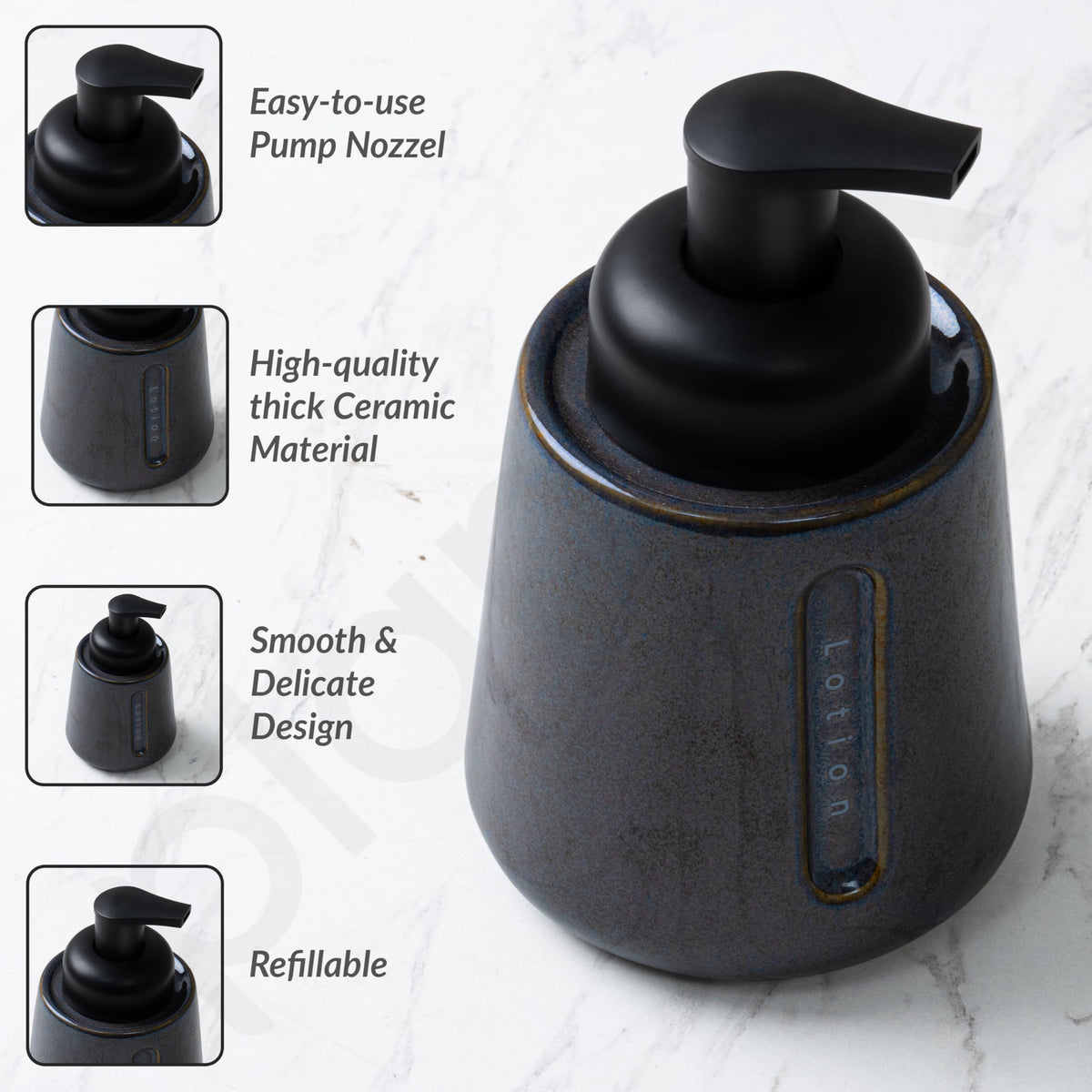 Plantex Ceramic Soap Dispenser for Washbasin/Hand Soap Dispenser/Soap Dispenser for Kitchen/Bathroom Accessories - Pack of 1 (Model APS-NZBA-430)-4