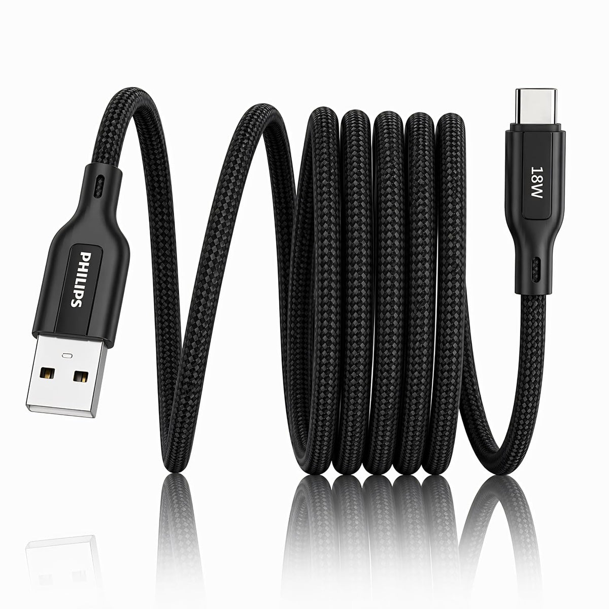 Philips DLC4150AB/94 18W Type-A to Type-C Fast Charging Cable (1.5m, Dark Slate)