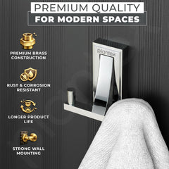 Plantex Robe Hook for Bathroom/Pure Brass Clothes Hanging Hook/Hook for Wall/Bathroom Accessories - Pack of 1 (APS-RTO-04, Chrome)-2