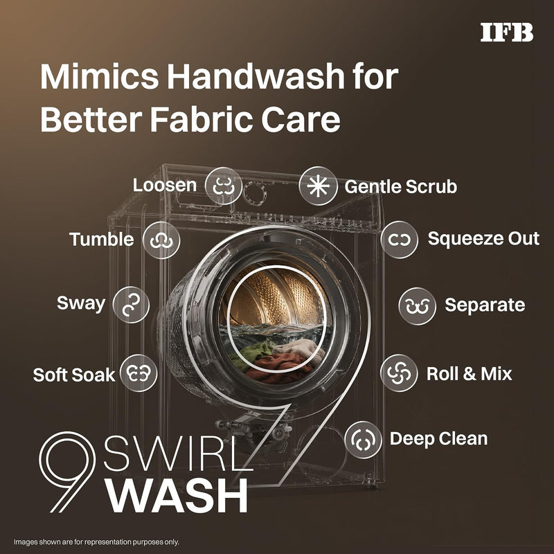 IFB 9/6/3 kg Fully Automatic Washer Dryer Refresher with Steam Refresh, AI Powered, 100% Dry Clothes, 9 Swirl Wash Mimic
