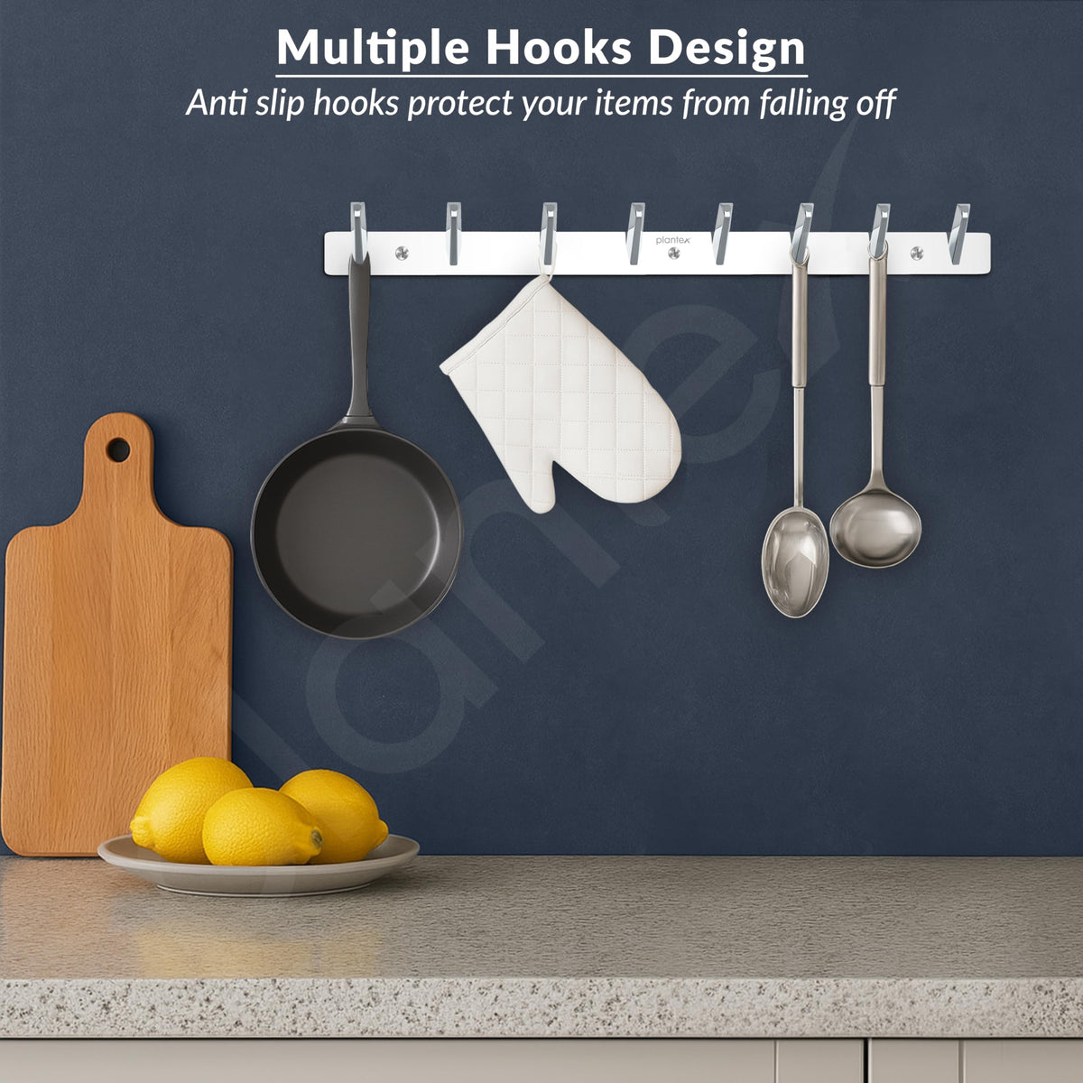 Plantex Wall Hooks for Hanging Cloth/Stainless Steel Towel Hangers/Bathroom Robe Hooks/Door Hangers/Square Wall Hook/Hook Rail for Hanging Keys - 8 Hooks (Pack of 3, Chrome)-2