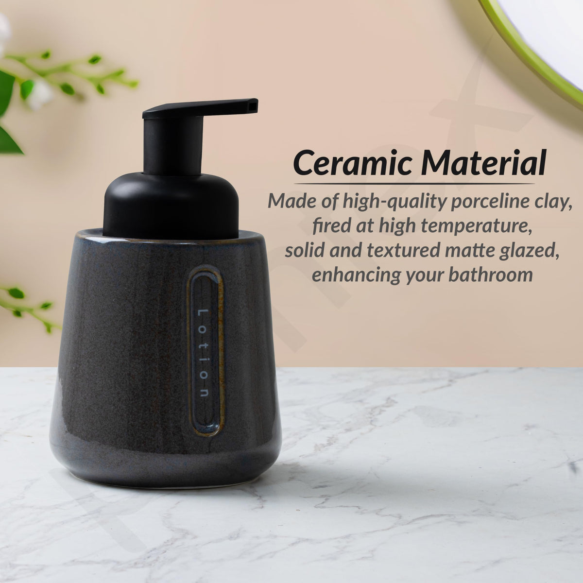 Plantex Ceramic Soap Dispenser for Washbasin/Hand Soap Dispenser/Soap Dispenser for Kitchen/Bathroom Accessories - Pack of 1 (Model APS-NZBA-430)-2