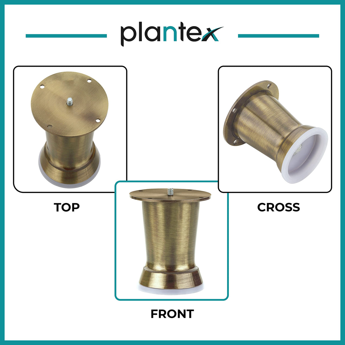 Plantex Heavy Duty Round 4 inch Spare Sofa Legs for Bed Furniture/Sofa Legs for Furniture Fitting/Table Legs/Sofa Leg Set of 2 pcs (Brass Antique) (Model APS-DTS-51)-5