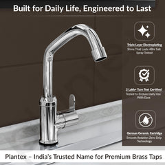 Plantex Pure Brass Single Lever Kitchen Taps for Home Sink/Kitchen Tap with Water Saving Nozzle for Sink Tap with 7 Year Warranty -(FLO-812-Mirror-Chrome)-2