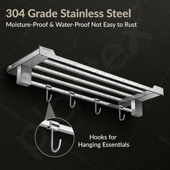 Plantex Towel Rack for Bathroom/304 Grade Stainless Steel Towel Bar/24 Inch Towel Hanger/Towel Stand/Bathroom Accessories - Pack of 1 (Tesla - 2706, Chrome)-3