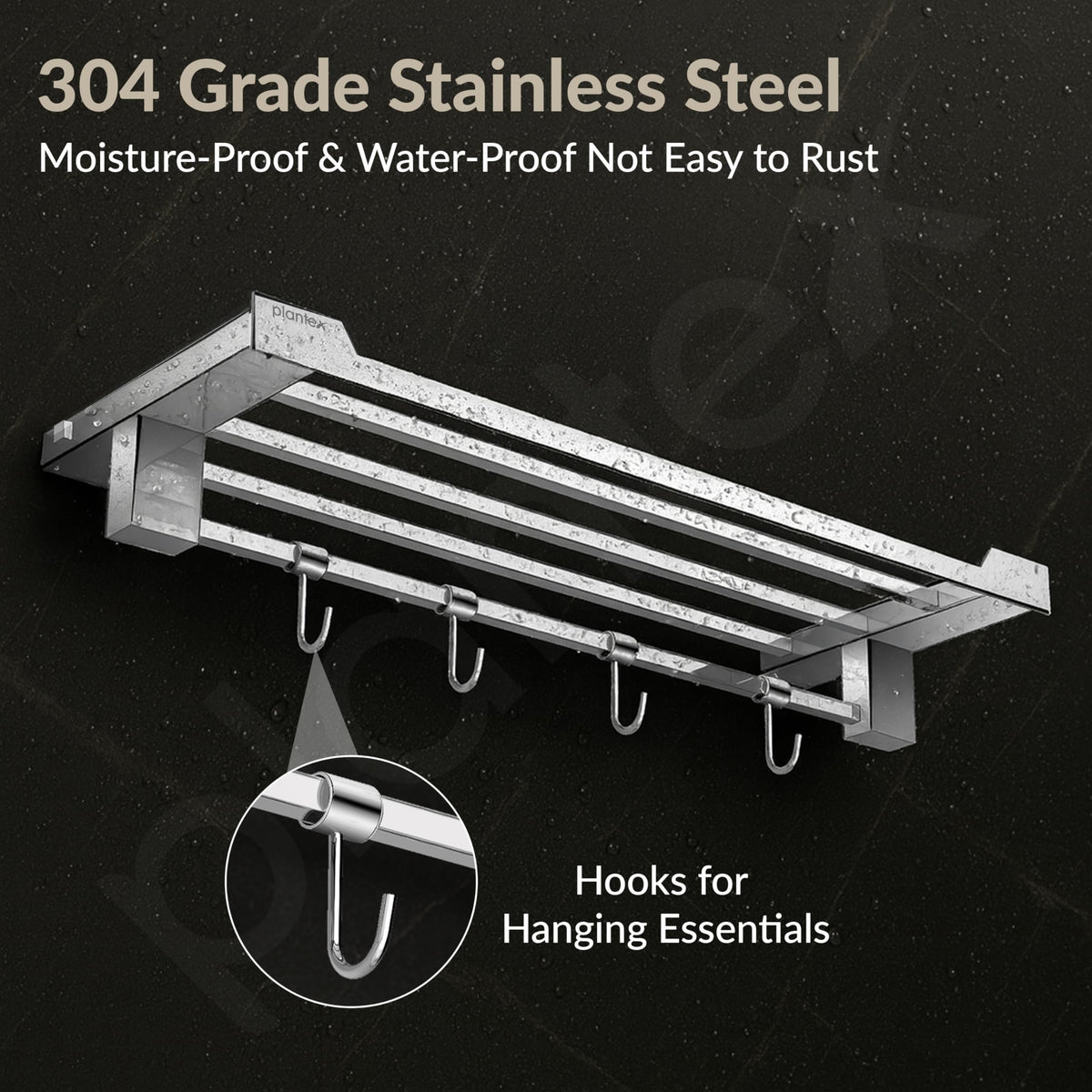 Plantex Towel Rack for Bathroom/304 Grade Stainless Steel Towel Bar/24 Inch Towel Hanger/Towel Stand/Bathroom Accessories - Pack of 1 (Tesla - 2706, Chrome)-3