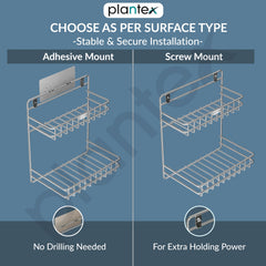 Plantex Self Adhesive Stainless Steel Bathroom Detergent Holder/Bathroom Storage Rack/Shelf/Under The Sink Detergent Holder (Small,Chrome)-6