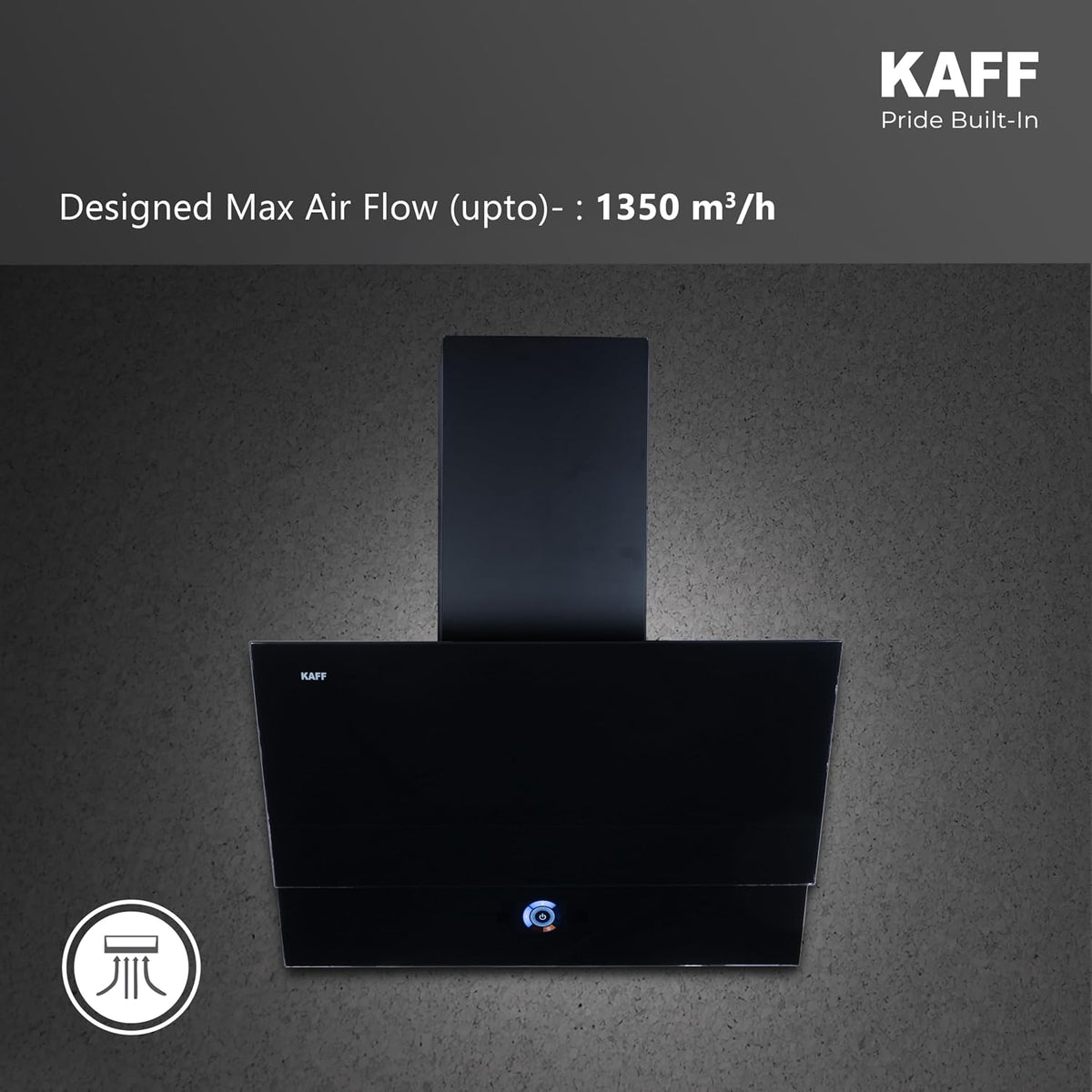 Kaff 60 cm, 1350 m³/hr Slant Kitchen Chimney | Powerful Suction | Touch Control with Digital Display | Gesture Control |