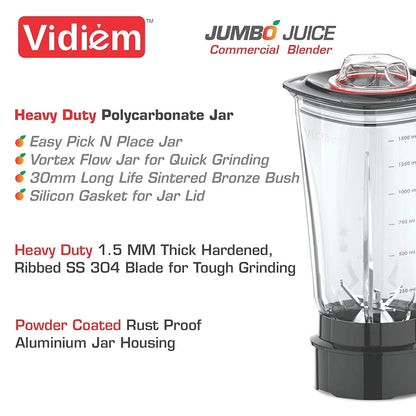 Vidiem Jumbo Juice 1000W Juicer Mixer Grinder  | 1 Multipurpose Jar | Juicer Blender for Smoothies, Ice Crushing, Fruit Juices, Nutri Blending | 1-Year Warranty