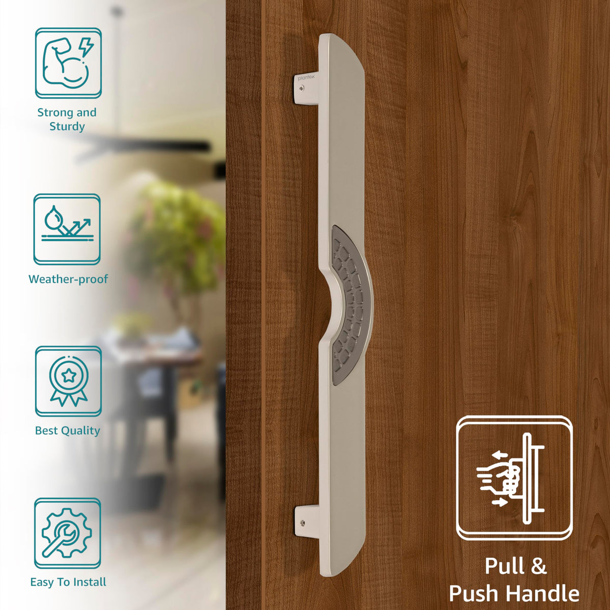 Plantex Ultron Door Handle/15 Inch Main Door Handle/Pull Push Door Handle/3 Years Warranty Pack of 1 (316,Satin and Grey Finish)-3