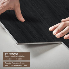 Plantex SPC Tiles for Floors/Interlocking Sound Insulated Floor Tiles/Click N Lock Wooden Flooring for Livingroom/Kitchen - 30 Square Feet/10 Tiles,Obsidian Noir-DIY Installation(Water&Fire Resistant)-6