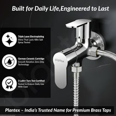 Plantex Pure Brass Angle Valve 2 in 1/Two Way Angle Cock Tap with Wall Flange & Teflon Tape/Angle Valve for Bathroom with 7 Year Manufacturer's Warranty- (Alpha, Chrome)-3