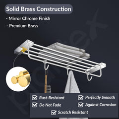 Plantex Smero Pure Brass 24 inch Towel Rack for Bathroom/Towel Stand/Hanger/Towel Holder/Towel Bar/Bathroom Accessories - Arrete (Chrome)-2