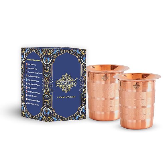 Pure Copper Luxury Glass with Lid - 275 ML