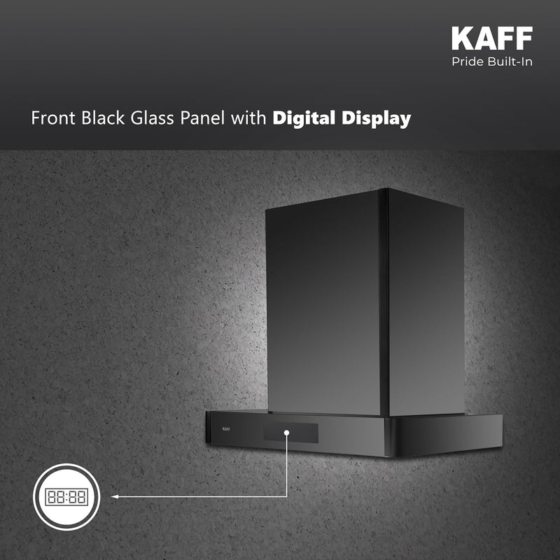 Kaff XPRO 60 cm Filterless Auto Clean Kitchen Chimney | 1400 m³/hr Suction | Motion Sensor & Touch Control | Black Glass