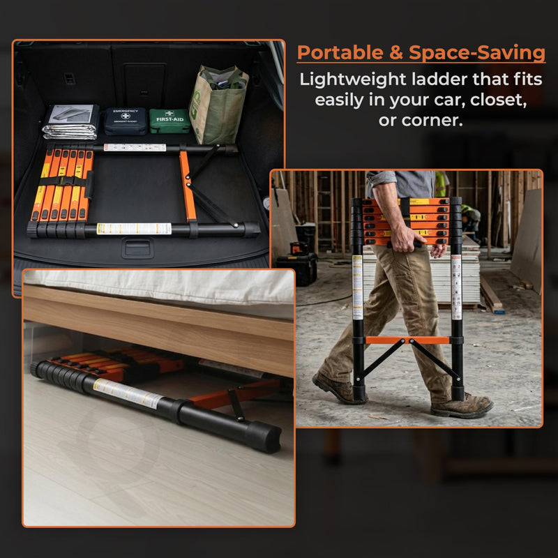 Plantex 2.3m (7.55 ft.) Telescopic Ladder/Carbon Steel 6-Steps Portable & Compact Ladder/Foldable Multipurpose Collapsible Ladder for Home & Outdoor Use - (Orange)-6