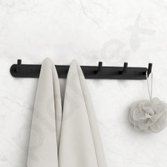 Plantex Stainless Steel Towel Hangers/Wall Hooks for Hanging Cloth/Bathroom Robe Hooks/Door Hangers/Hook Rail for Hanging Keys - 6 Hooks (Pack of 2, Black)-3