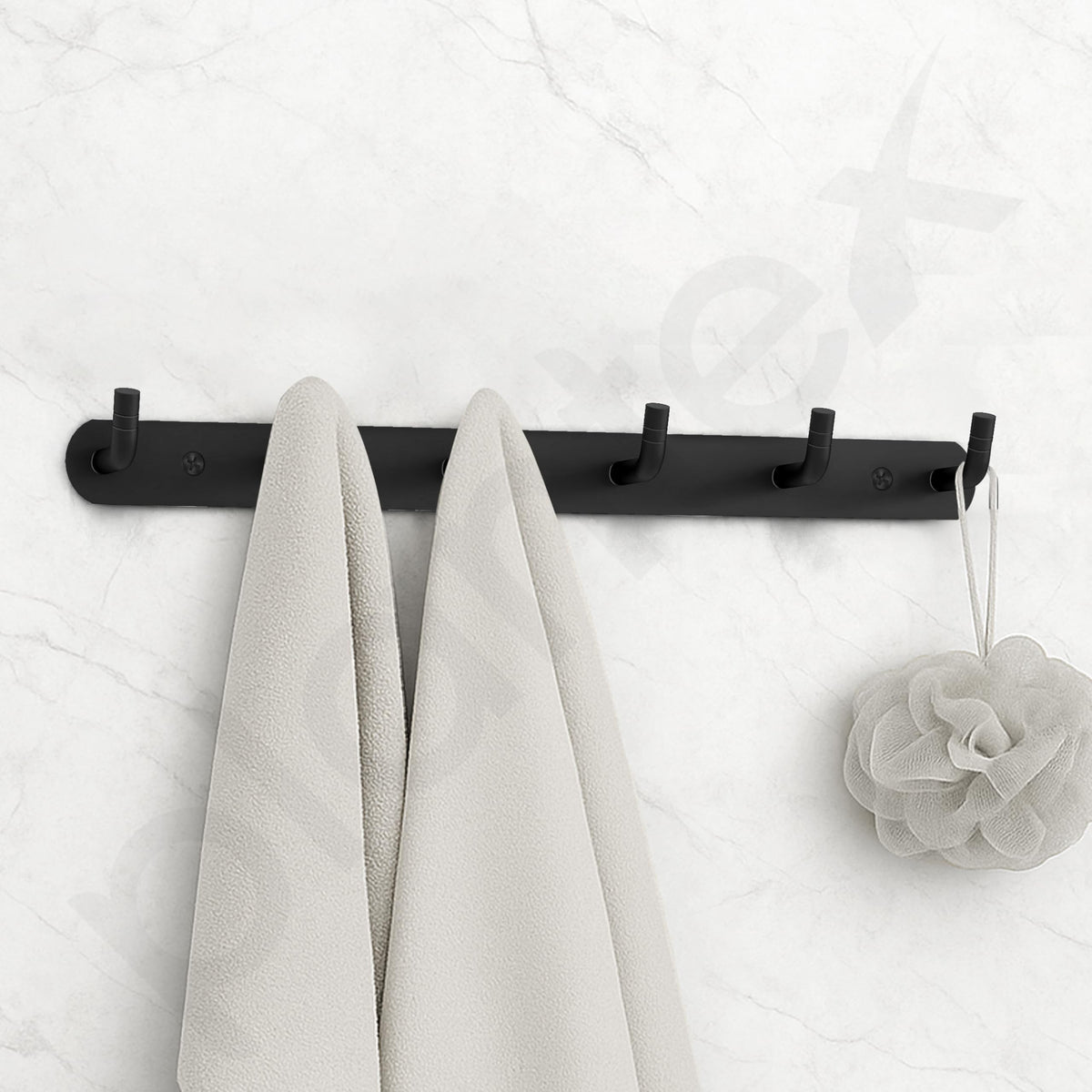 Plantex Stainless Steel Towel Hangers/Wall Hooks for Hanging Cloth/Bathroom Robe Hooks/Door Hangers/Hook Rail for Hanging Keys - 6 Hooks (Pack of 2, Black)-3