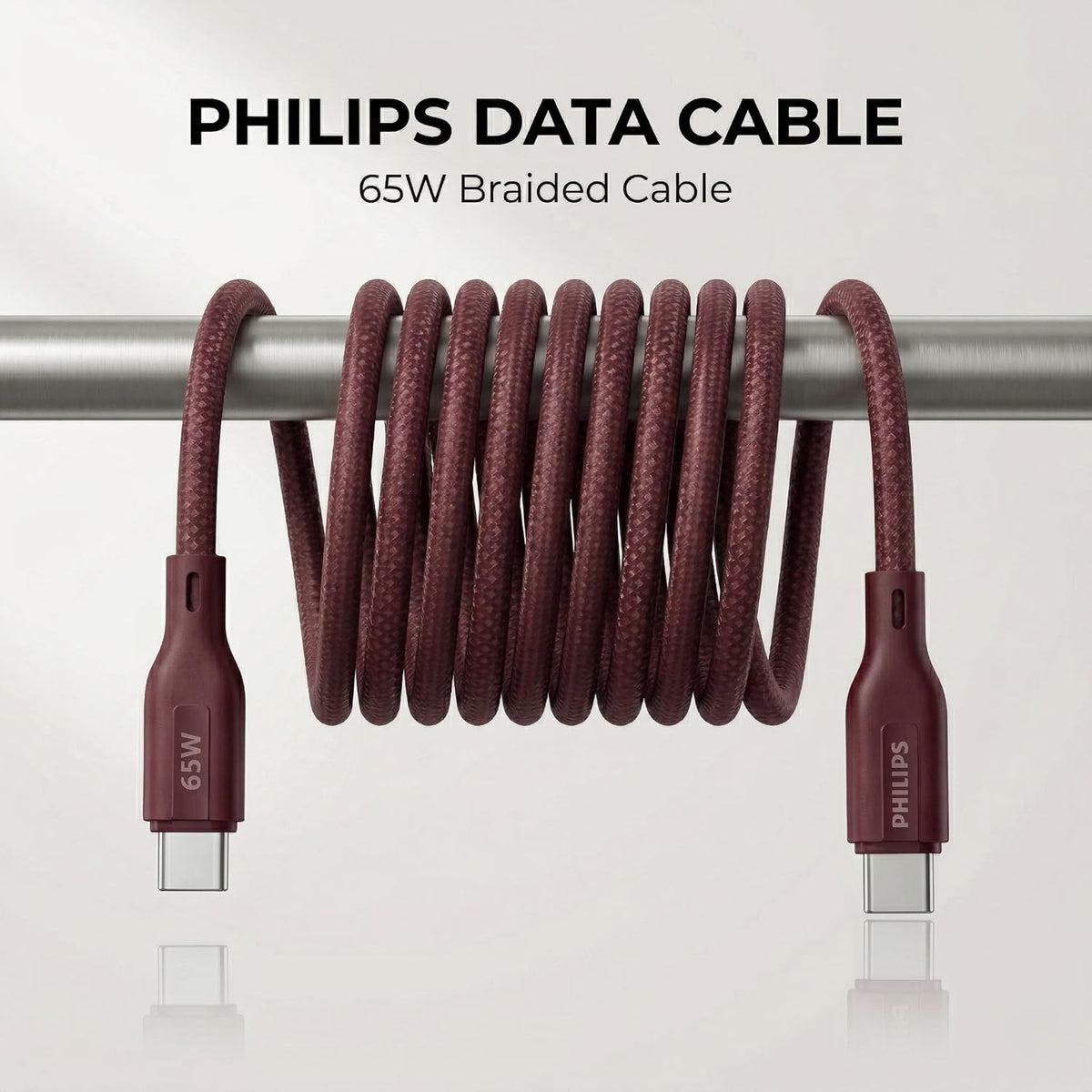 Philips DLC4130CI/94 65W Type-C to Type-C Fast Charging Cable (1m, Iron Red)