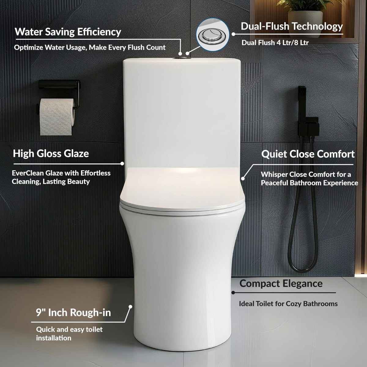 Plantex Commode for Toilet/Ceramic One Piece Toilet/Rimless Washdown Flush Commode with Soft Closing Toilet Seat - S Trap (White, APS-2019)-2