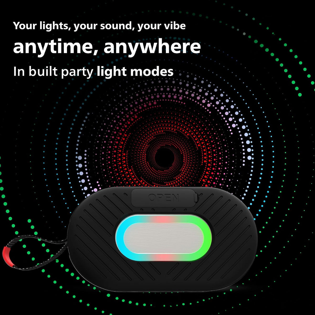 Philips Audio TAS1400BK Wireless Bluetooth Speaker with Deep Bass, Passive Radiator, 12W Sound Output