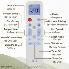 LG 1 Ton 3 Star Smart Inverter Split AC (Copper, AI Convertible 6-in-1 Cooling, Faster Cooling & Energy Saving, HD Filter with Anti-Virus Protection, Him Clean, 2026 Model, AS-Q12CNXE, White)