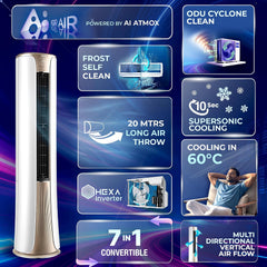 Haier 2 Ton 3 Star Wi-Fi Smart Spartan Tower Split AC (HEXA Inverter, AI Cooling, Energy Saving & Self-Clean, 7 in 1 Convertible, Copper, Cools in 10 (HTA24S-GAI3NB-I))-2
