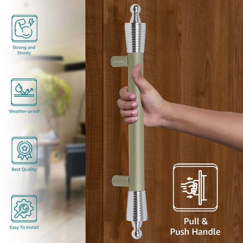Plantex Heavy Duty Main Door Handle/14 inches Door Handles for Main Door/Pull Push Handle for Wooden & Glass Door Handle - Pack of 1 (Satin White & Chrome) - 3 Years Warranty-2