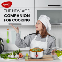 Pigeon Elite Stainless Steel Triply Sauce Pan / Tope, Gas Stove and Induction Compatible