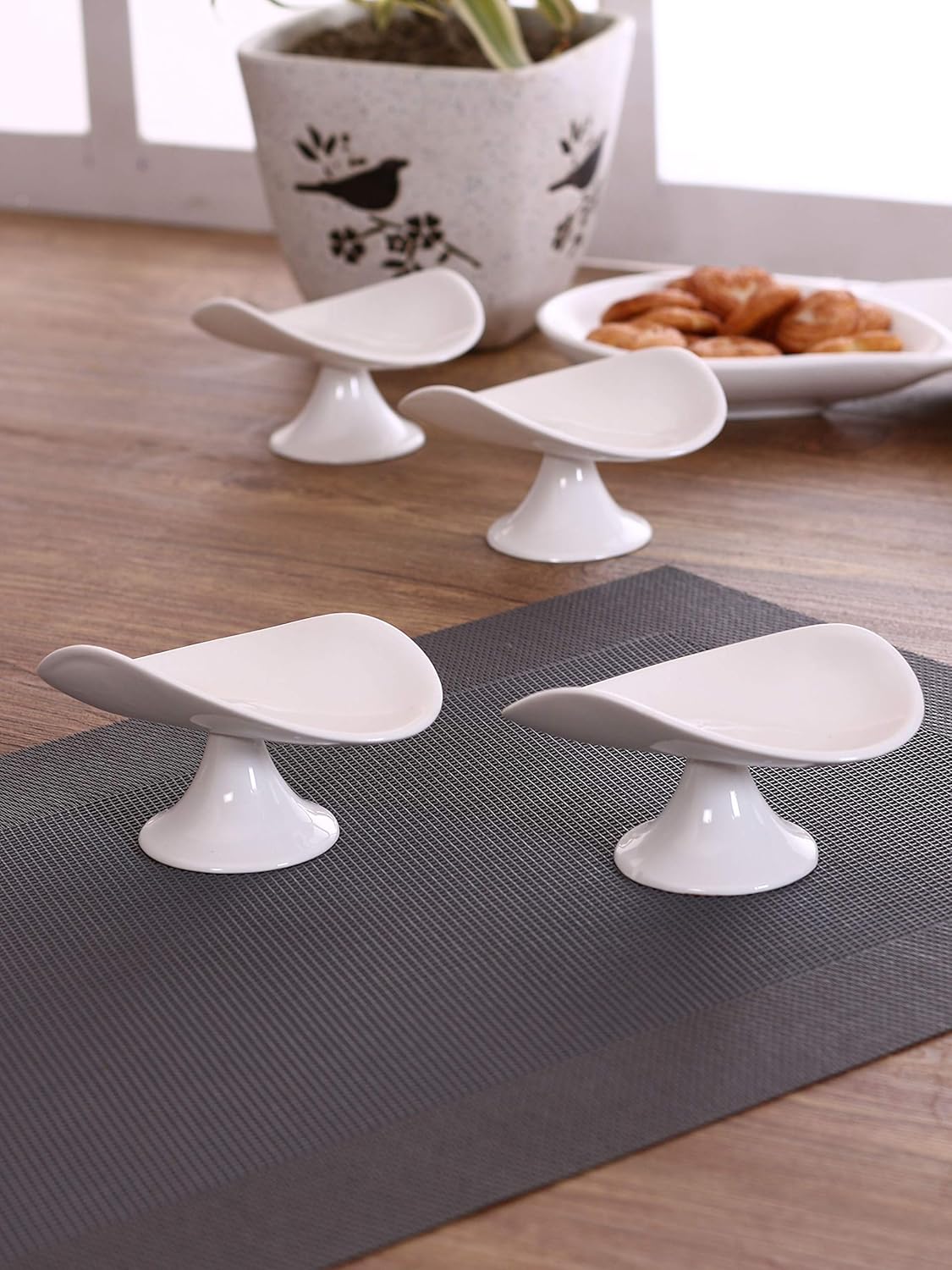 Clay Craft Basics White Mini Desert Stand 4Pcs