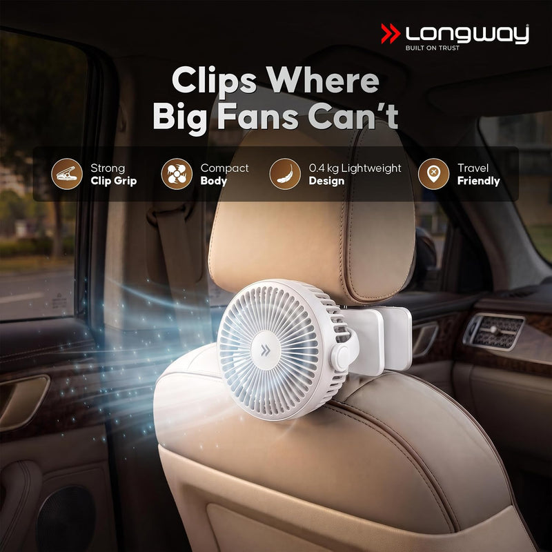 LONGWAY Clipzy Portable Rechargeable Clip Fan with 360° Rotation-6