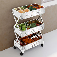 Plantex 3-Tier Vegetable Rack for Kitchen Trolley/Basket for Kitchen Storage/Stainless Steel Multipurpose Storage Fruit,Onion, Potato Storage Stand/Heavy Duty Rolling Utility Cart(Chrome)-1