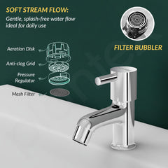 Plantex Brass Spindle Pillar Tap for Wash Basin with Water Saving Aerator/Tabletop Wash Basin tap/Bathroom Tap-(MKS-1273-Chrome)-6