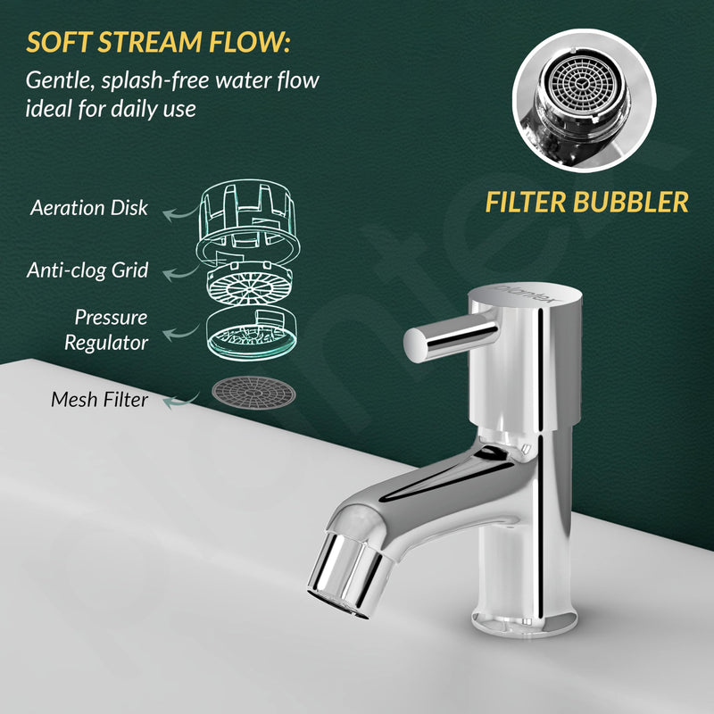 Plantex Brass Spindle Pillar Tap for Wash Basin with Water Saving Aerator/Tabletop Wash Basin tap/Bathroom Tap-(MKS-1273-Chrome)-6