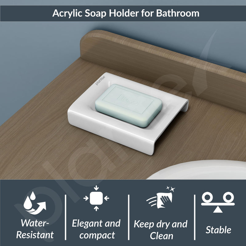Plantex Acrylic Floor Soap Holder for Bathroom/Soap Case/Soap Dish/Bathroom Accessories - (White)-2
