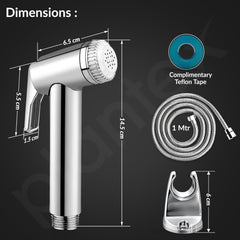 Plantex Jet Spray for Toilet/ABS Health Faucet with 1 Meter Shower Hose Pipe and Wall Hook/Health Faucet Set for Bathroom/Hand Gun for Toilet - (Jecquar, Chrome)-2