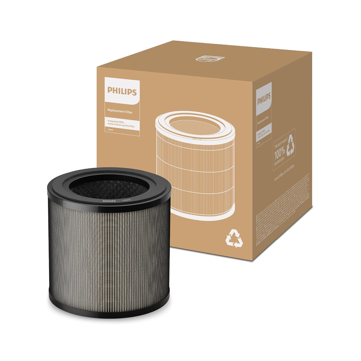 Philips FY0910/30 Genuine HEPA + Active Carbon Replacement Filter for Air Purifier AC0950, AC0951, AC0830