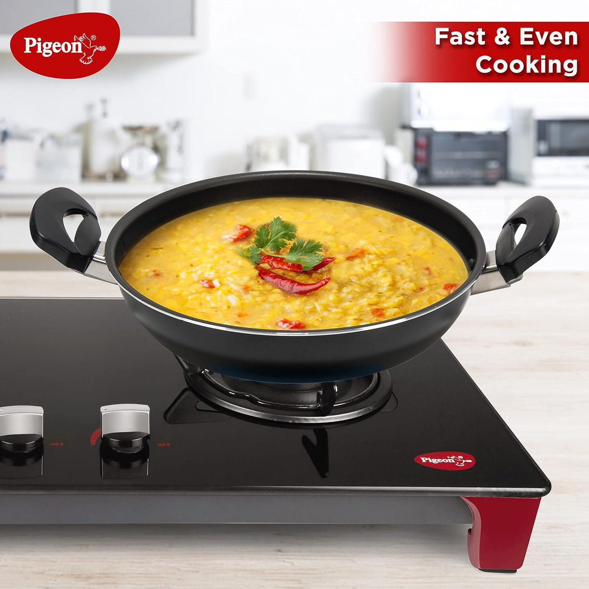 Pigeon Favourite 7 Piece Non-Stick Cookware Gift Set - Fry Pan, Kadhai, Lid, Sauce Pan, Spatula, Tadka Pan