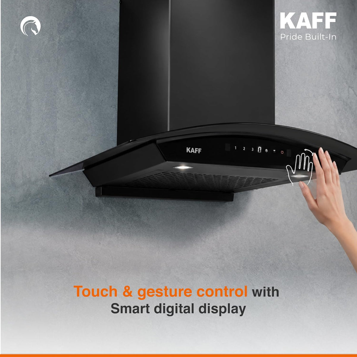 Kaff 60cm Curved Filterless Chimney, Installation Kit Included, KEC 60A