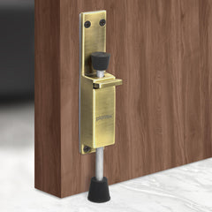 Plantex Kickdown Door Stopper Spring Loaded Telescopic Step On/Off Door Stopper Rubber, Adjustable Heavy Duty Door Locks Holder Stops/Release by Foot/Door Stop - (Brass Antique)-1