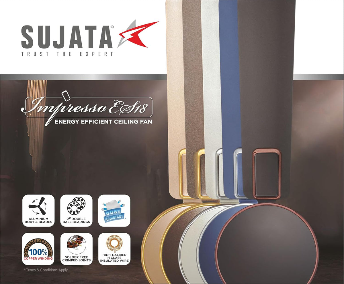Sujata Impresso ES18 1200 mm Decorative Ceiling Fan (Matt Bronze Copper)-5