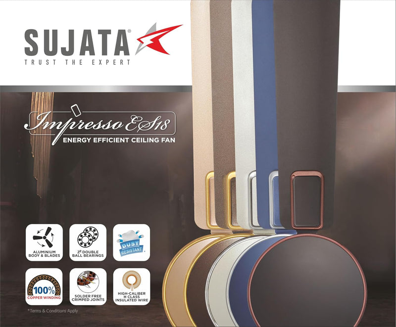 Sujata Impresso ES18 1200 mm Decorative Ceiling Fan (Matt Bronze Copper)-5