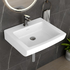 Plantex Ceramic Wall Hung Basin with 10 Years Glaze Warranty by Plantex/Washbasin for Bathroom/Wall Mounted Wash Basin/Sink for Living Room (Laric, White)-1