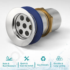 Plantex Stainless Steel 4 inch Full Thread Waste Coupling for Wash Basin/Coupling for Sink - Pack of 1 (Silver)-4